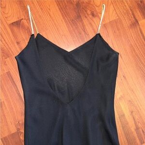 Vintage Black Maxi Dress with Chain Straps